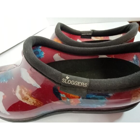 Red Sloggers Chicken & Rooster Clog Shoe Women’s 7 Garden Chore Rubber Slip On - Picture 7 of 7